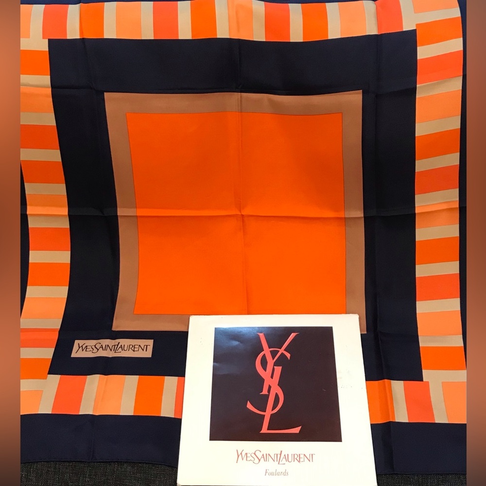 Yves Saint Laurent Silk Scarf in Box 😍🧡🔥 - Picture 3 of 17